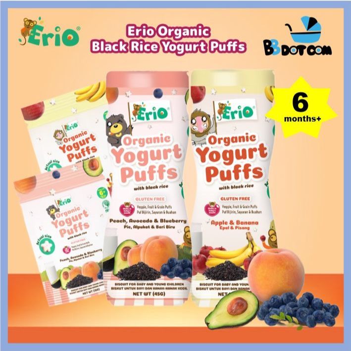 Erio Organic Yogurt Baby Puffs With Black Rice For 6 Months+ / Baby ...