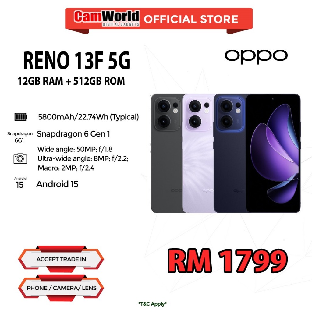 OPPO RENO 13F 5G ( 12GB RAM + 512GB ROM ) OPPO MALAYSIA | Shopee Malaysia