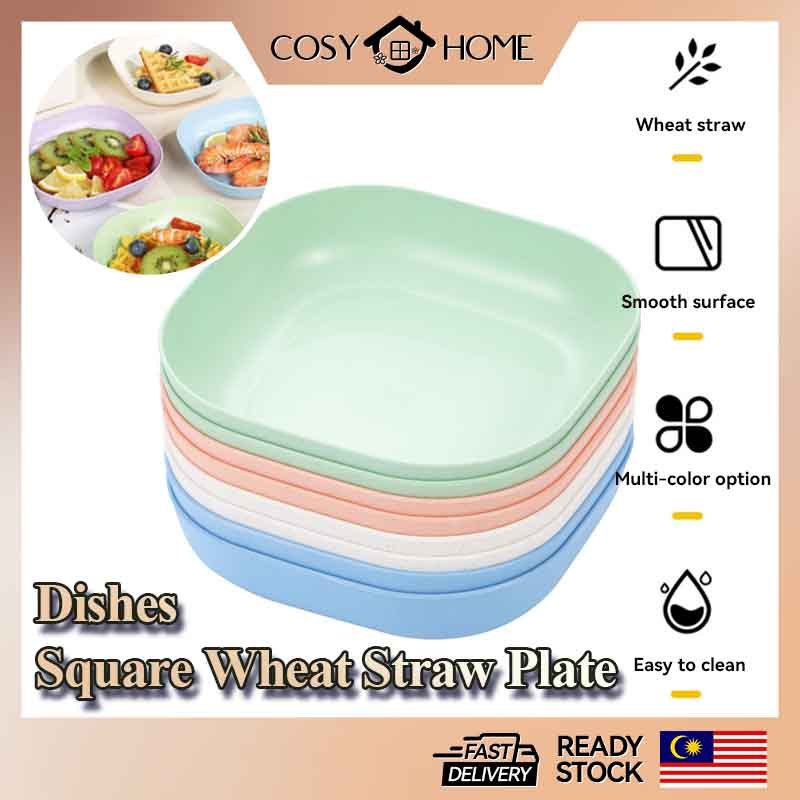 Square Plate Wheat Straw Tableware Dishes Fruit Dried Fruit Children ...