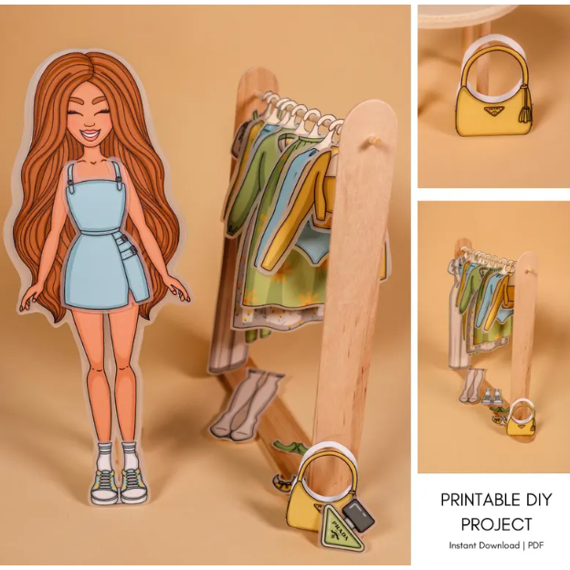 PDF] Green Dress Up Set Paper Doll Printable Preschool Kids Activity ...