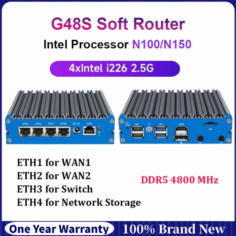 G48S Soft Router Intel Processor N150 DDR5 SATA3.0 M2 2280 PCI-E DC DP ...