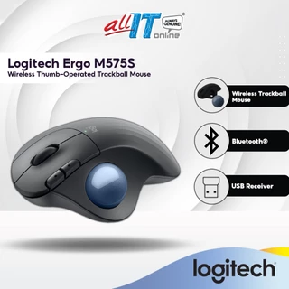Logitech Ergo M575S Wireless Trackball Mouse with Logitech Advanced Optical Tracking, Ergonomic Design, Quiet Clicks