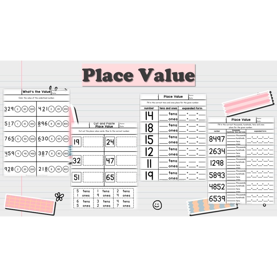 [PRE275] 35 pages Place Value Worksheet for Pre-school PDF version 学习数值 ...
