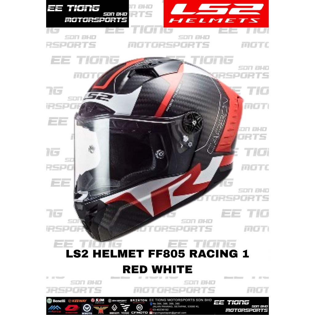 LS2 HELMET FULL FACE *FF805 RACING 1 RED WHITE ( L - 2XL ) LAST STOCK ...