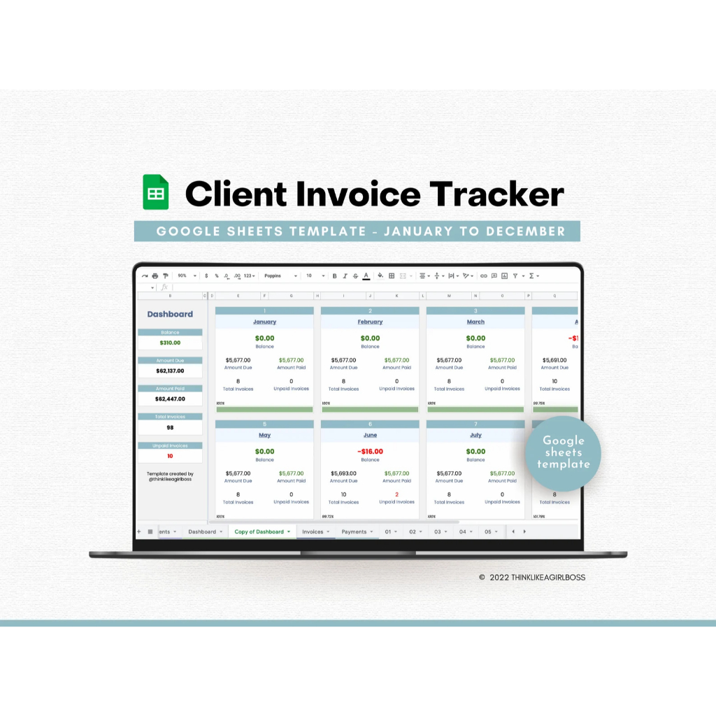 Invoice Tracker Spreadsheet - Invoice Manager - Google Sheets Template ...
