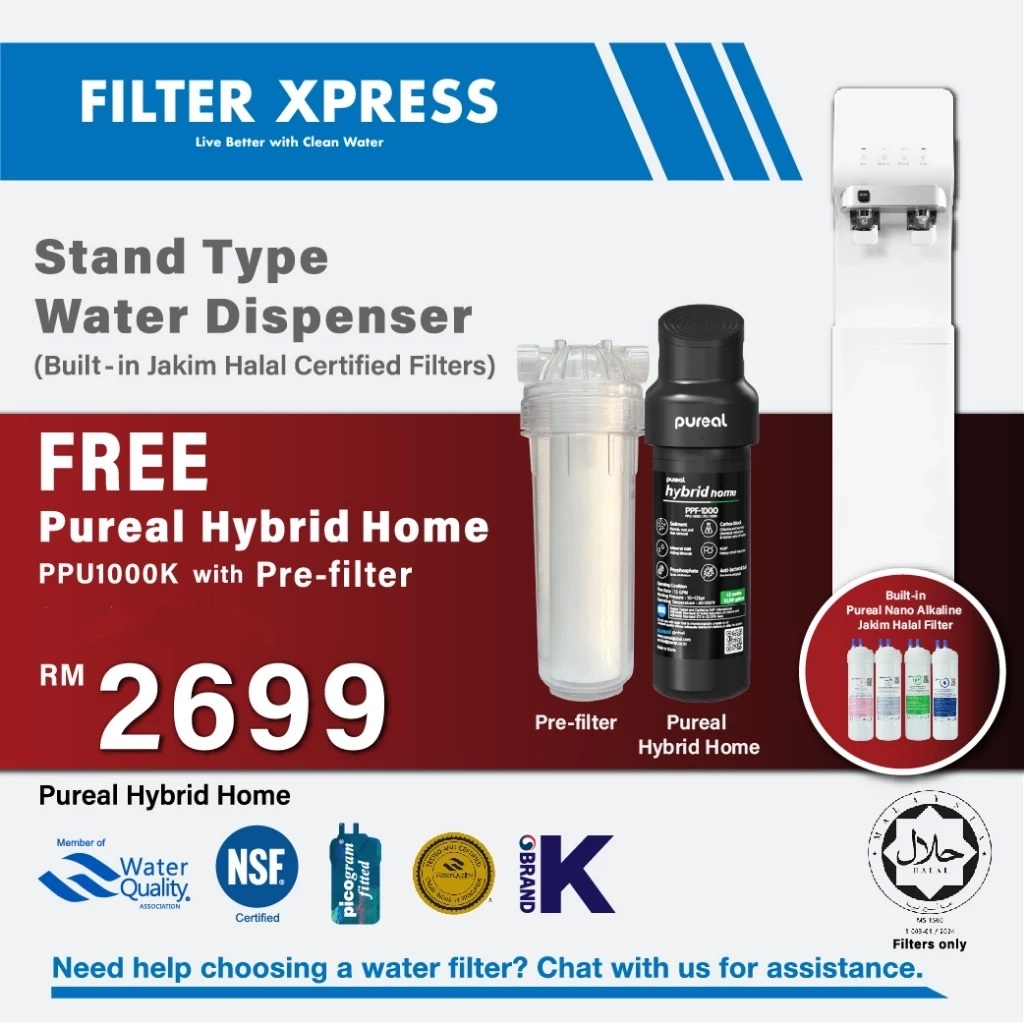 Pureal Hybrid Home PPF-1000 Wasserfilter Untertisch - 25,4 Cm Kohleblock, Reduziert Kalk, Chlor Und Schwermetalle