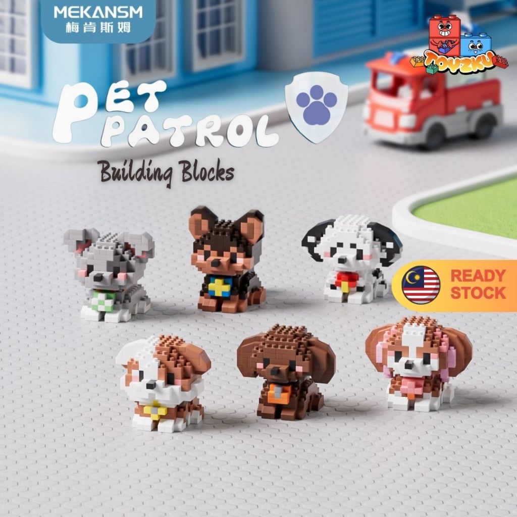 Mekansm Pet Patrol Building Blocks Cute Dog Pet Cartoon Mini Bricks ...