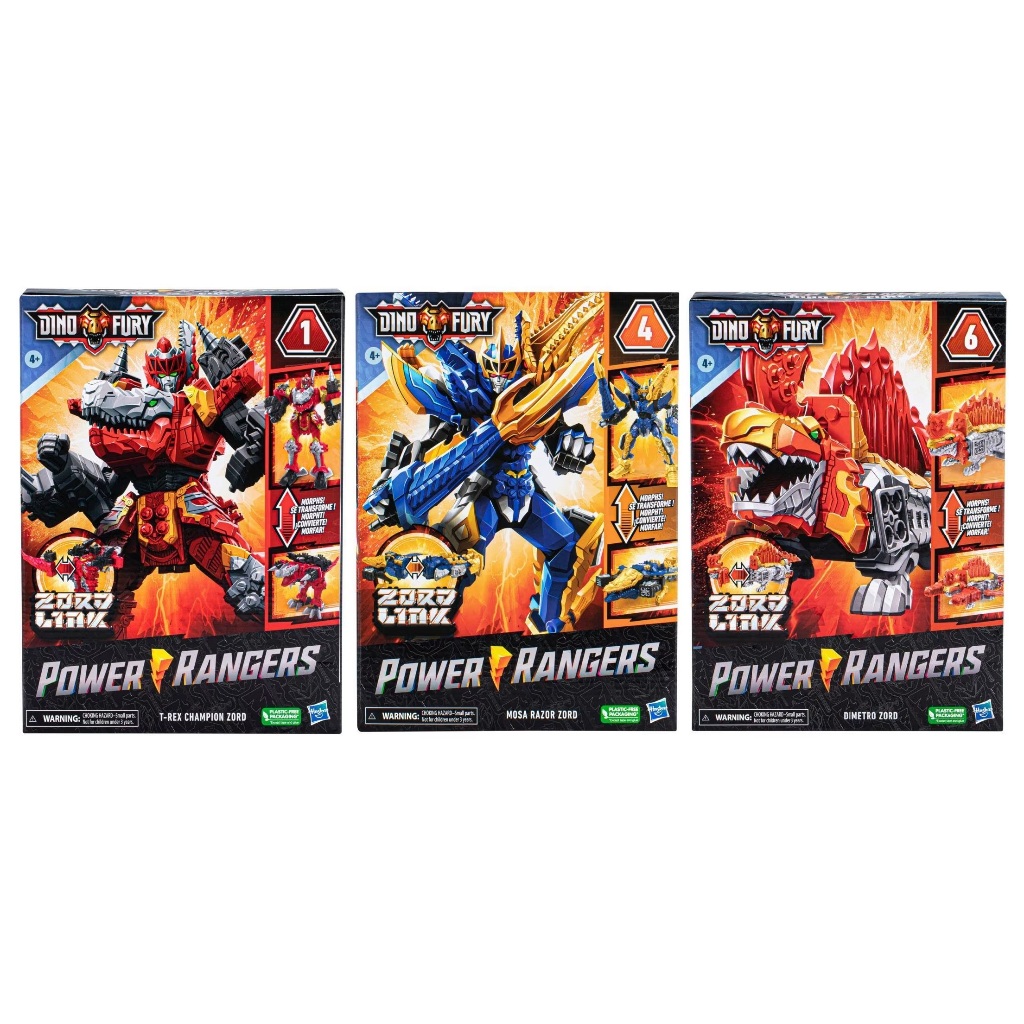 Power Rangers Dino Fury Combiner Set of 3 (T-Rex Champion Zord, Mosa ...