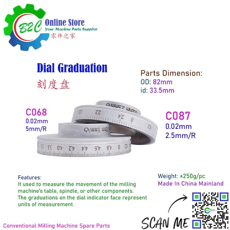 C068 C087 Dial Indicator Graduation Conventional NC CNC Milling Machine ...