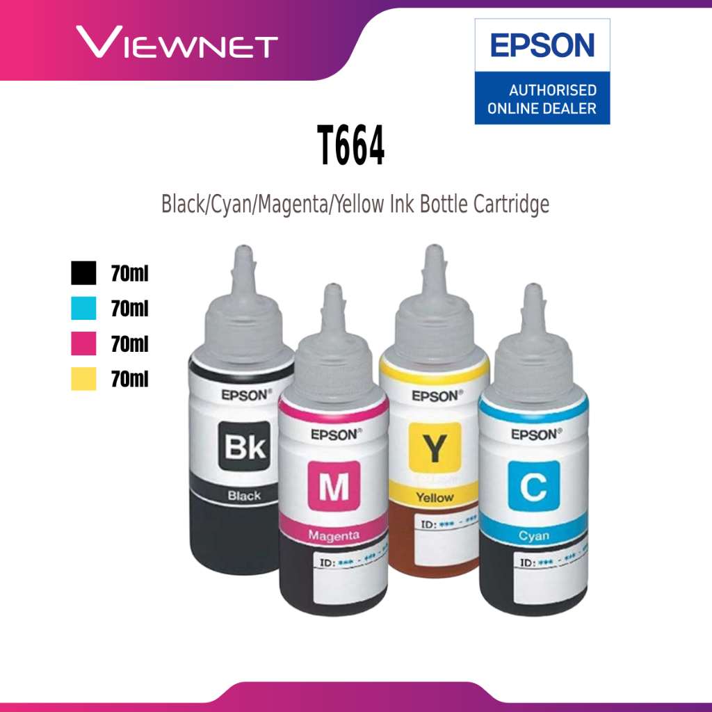 EPSON T664 T6641 (BLACK) / T6642 (CYAN) / T6643 (MAGENTA) / T6644 ...
