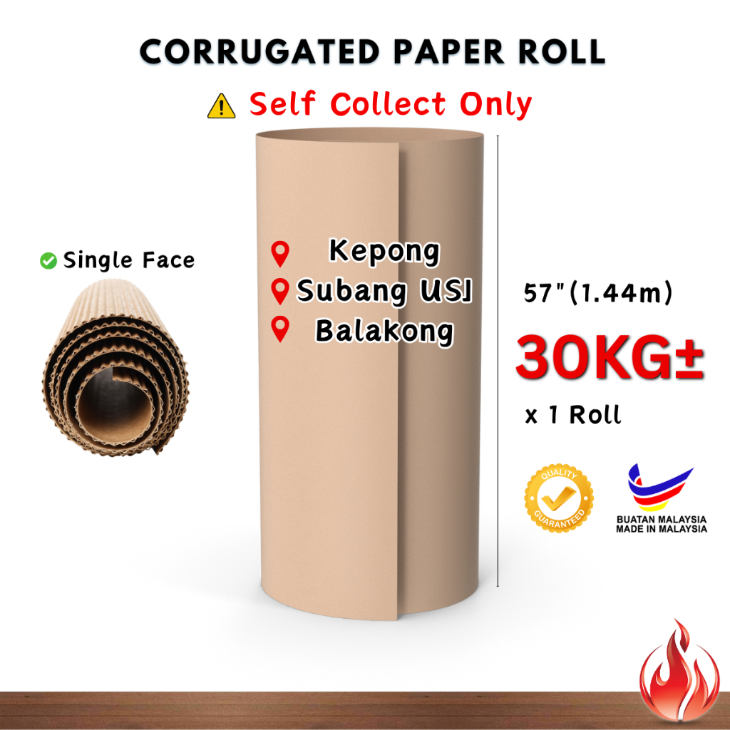 Corrugated Single Face Paper Roll【1.44m x 30Kg x 1 Roll】Wrap Kertas ...