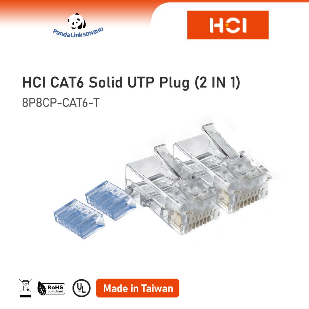 HCI 8P8CP-CAT6-T CAT6 Solid UTP Plug [2 in 1] | Shopee Malaysia