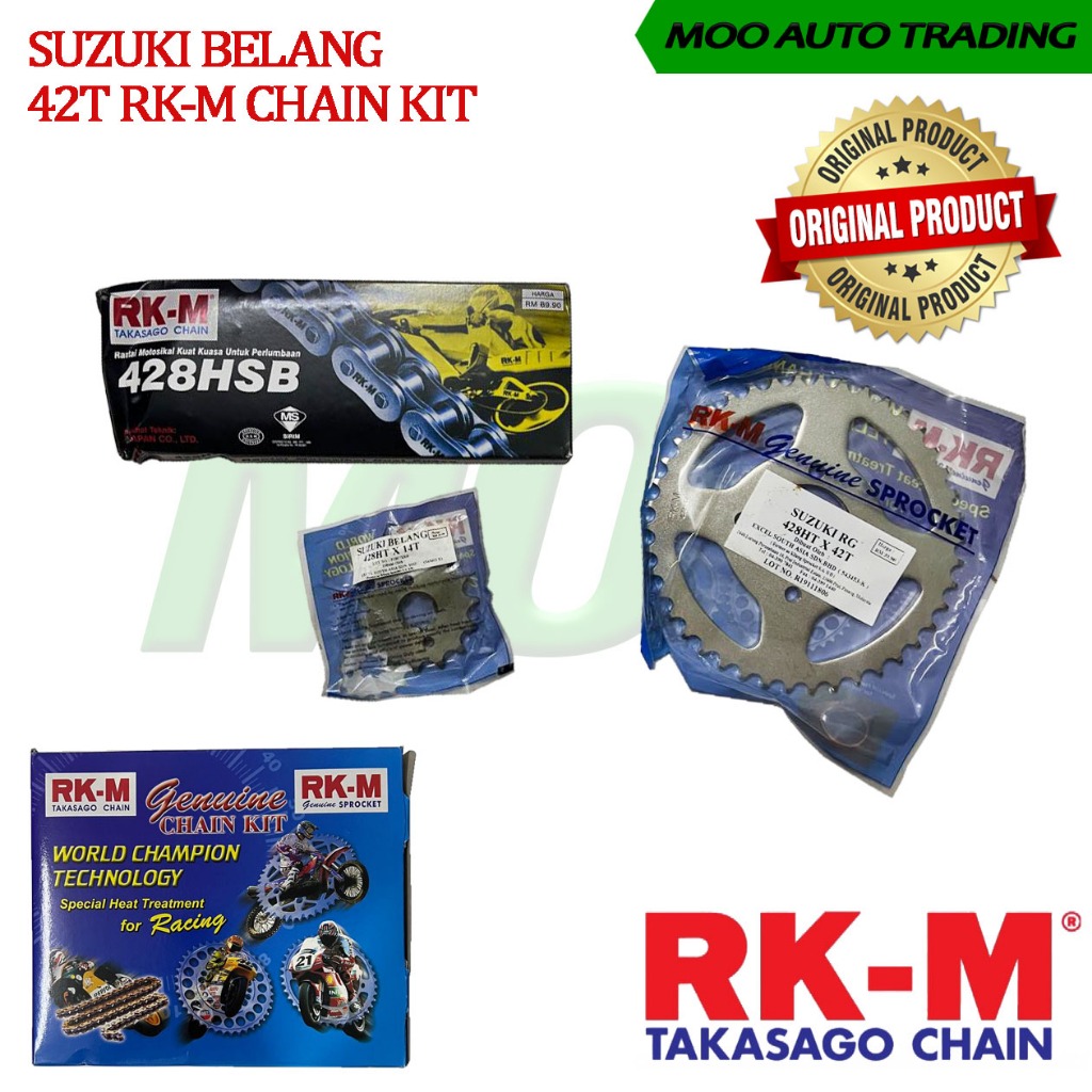 SUZUKI BELANG RKM RK-M CHAIN KIT / SPROCKET SET (FOR 428 HSB CHAIN ...