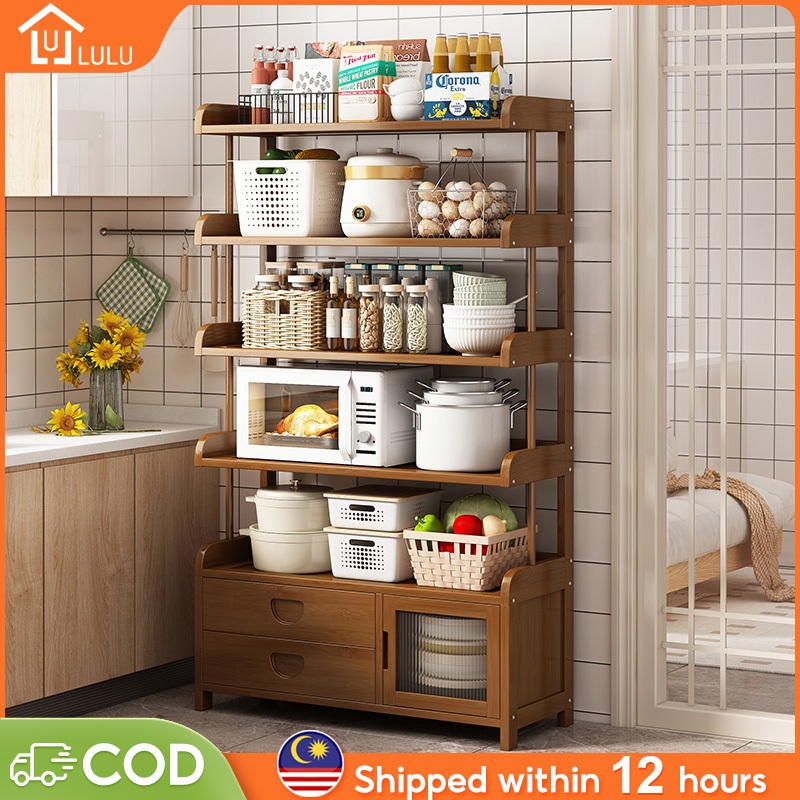LULU Kitchen Rack Rak Dapur With Drawer Storage Rack Microwave Ovens ...