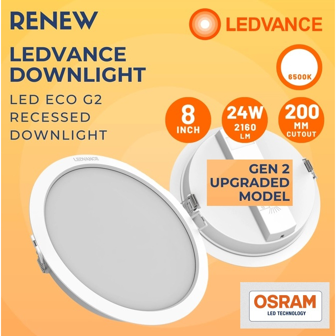 (Damaged Box) Osram Ledvance Downlight Led Eco G2 24W (8 Inches) (6500K ...