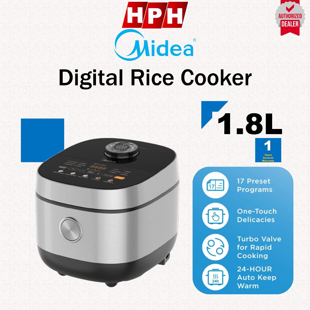Midea 1.7L Digital Rice Cooker MB-FS5021 17 Preset Menu 1.7mm Inner Pot ...