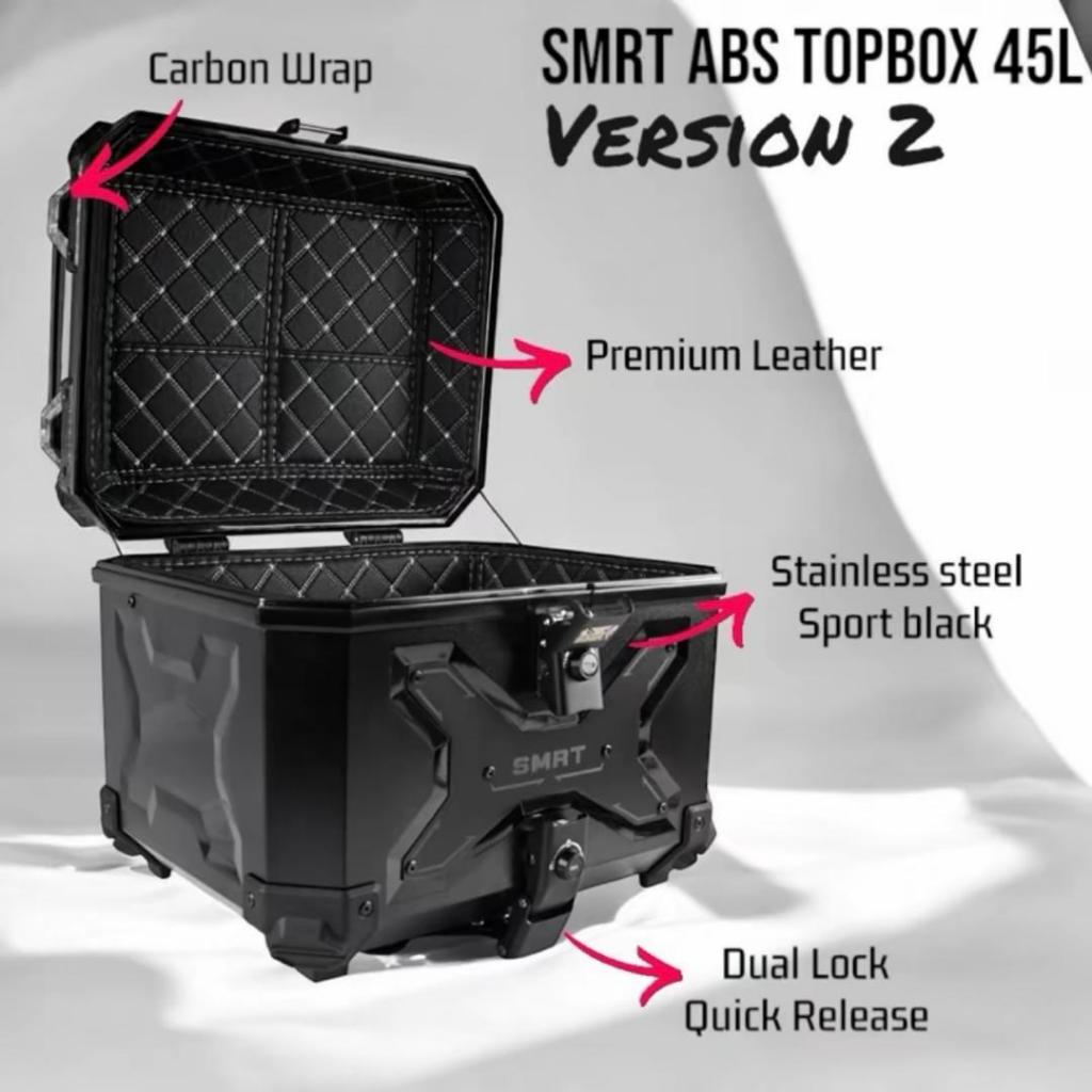 💯SMRT Motorcycle TOP BOX VERSION 2 Aluminum Safety Lock Storage Box ...