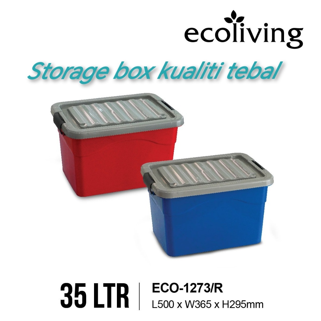 ECO-1273/R 35L storage box kualiti tebal dengan roda | Shopee Malaysia