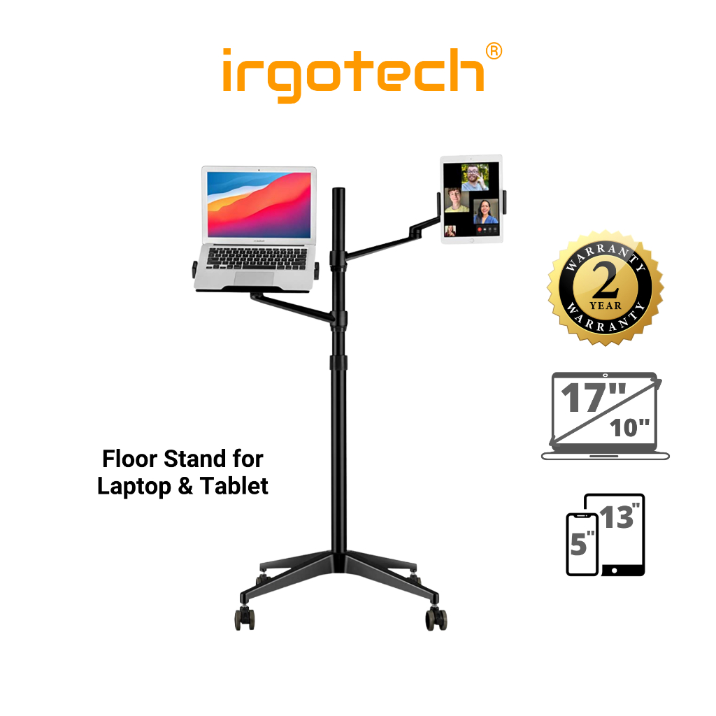 IRGOTECH M-Series Laptop Floor Stand Roller Base, Height Adjustable ...