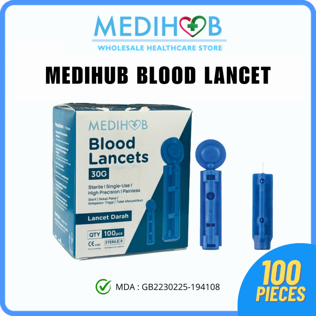 [𝐌𝐃𝐀 𝐀𝐏𝐏𝐑𝐎𝐕𝐄𝐃] (Box of 100s) MEDIHUB Blood Lancets 30G (100'S) (EXP03 ...