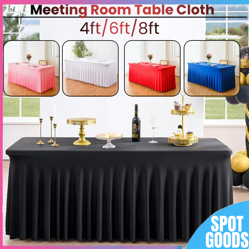 Specool-4/6/8ft Rectangular Conference Tablecloth Hotel Wedding Party ...