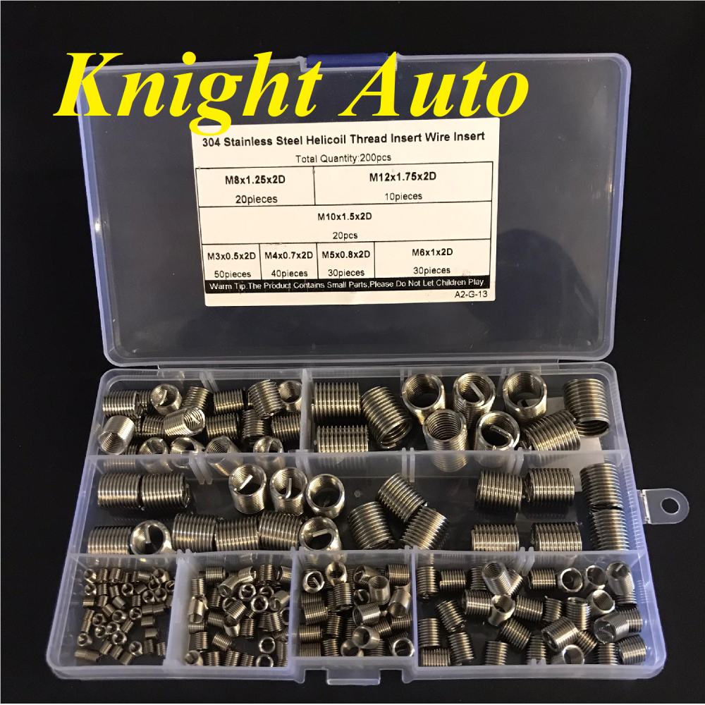 200pcs M3 M4 M5 M6 M8 M10 M12 Stainless Steel Helicoil Thread Repair ...