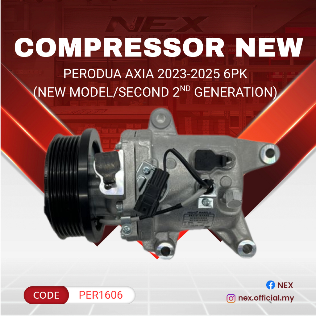 COMPRESSOR NEW PERODUA AXIA 2023-2025 6PK AIRCOND ( NEW MODEL / SECOND ...