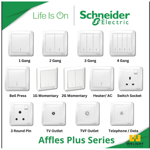 Schneider Electric Affle Plus Series 250V Switches / 20A / 13A / 15A ...