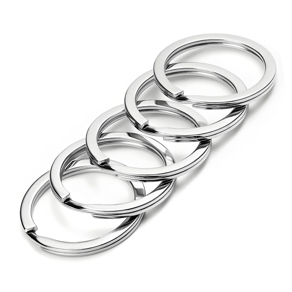 10pcs/pkt 30mm Stainless Steel Mirror Effect Flat Ring Split Key Rings ...