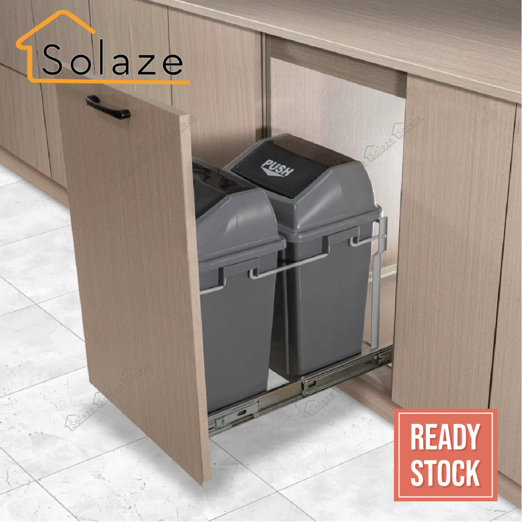 Solaze Kitchen Cabinet Pull out Trash Cans Double Waste Bins Damping ...