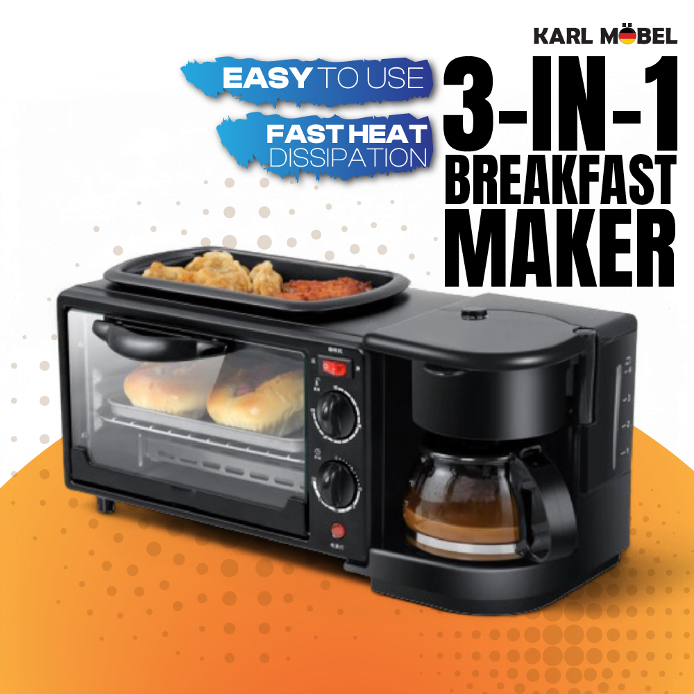 3-IN-1 Breakfast Maker MultiFunction Electric Oven Breakfast