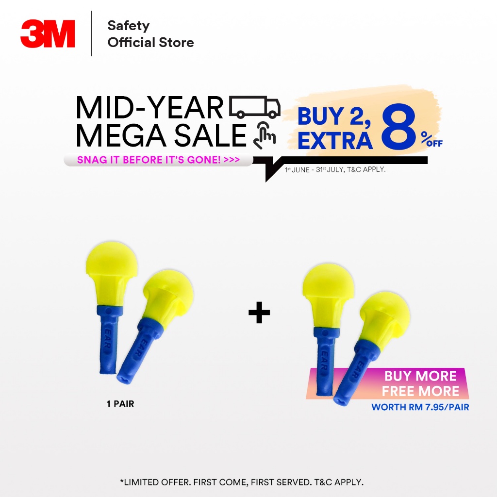 3M EAR 318-1000 – Tappi Per Le Orecchie Push-in Senza Fili (10 Paia)