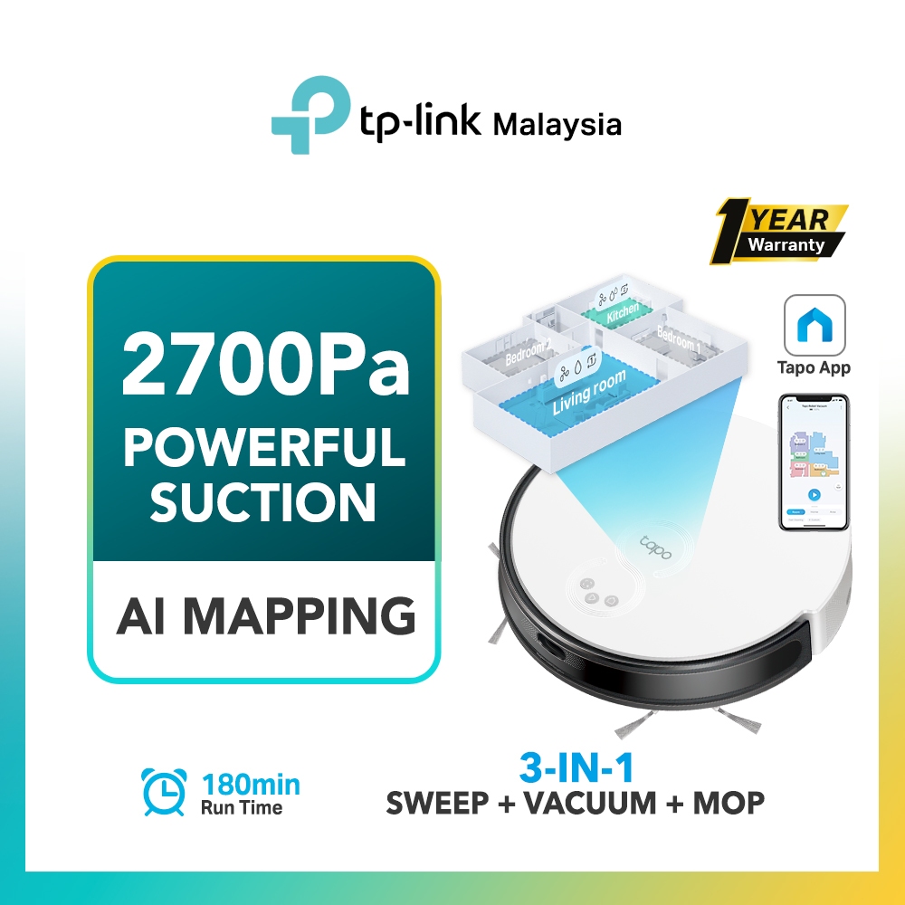 TP-Link Tapo RV20 Mop Robot Vacuum | 2700Pa Suction | Slim Design ...
