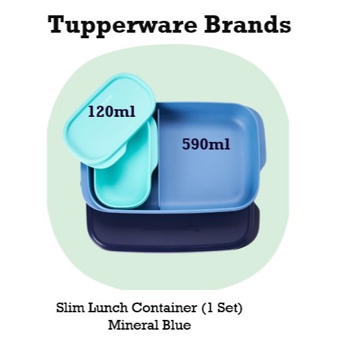 Tupperware Slim Lunch Container (2sets) with divider 590ml & 4 pcs ...