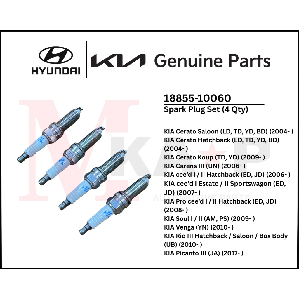 [100% ORGINAL] Spark Plug for KIA Cerato, cee’d, Soul, Rio, Venga (1 ...