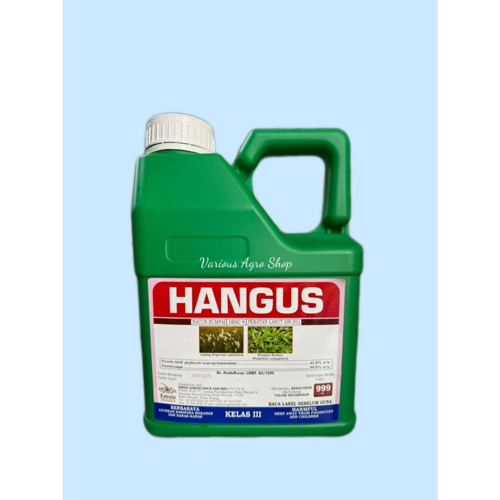 4L HANGUS Glyphosate 41% Weed Killer Herbicide Racun Rumput | Shopee ...