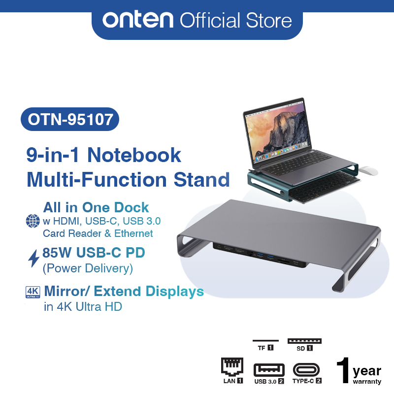 ONTEN 95107 9-IN-1 4KHDMI Display Multi-functional Laptop Workstation ...
