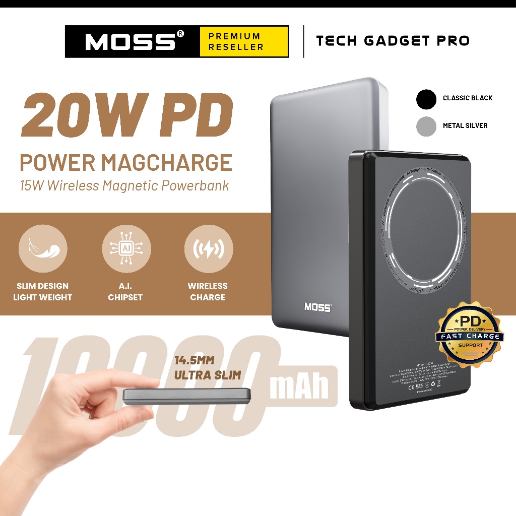 MOSS 20W PD Power Magcharge 15W Magnetic Wireless Charging Slim Light ...