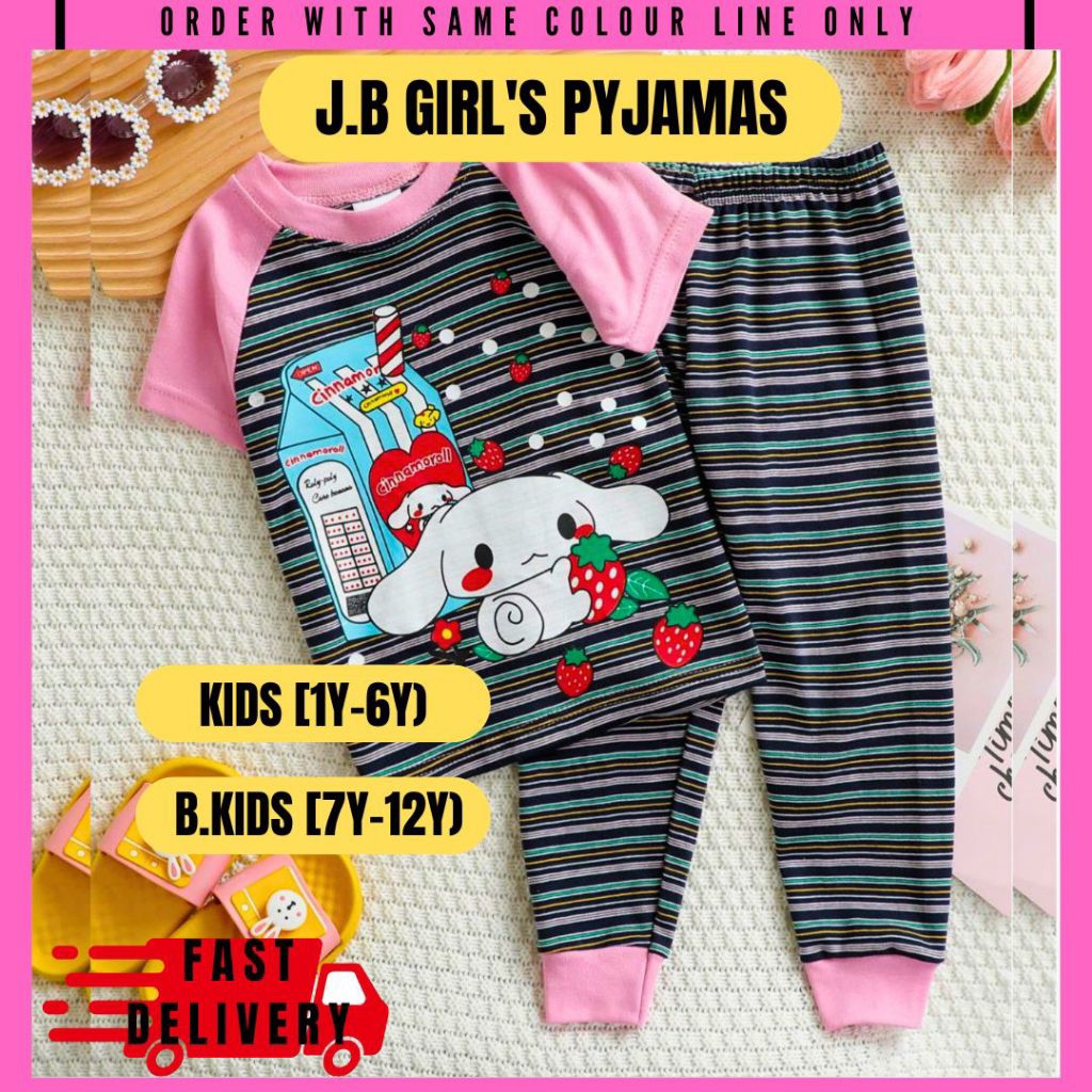 [JUMPING BEANS] DONDON BORIP COTTON GIRL'S PYJAMAS CARTOON | Shopee ...
