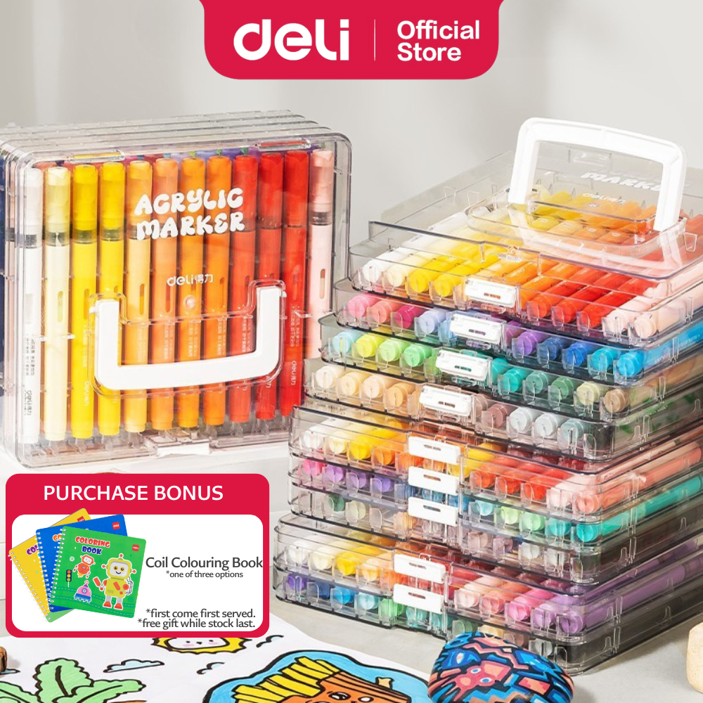 Deli Direct Ink Acrylic Marker Pen Set 1–6mm Soft Tip Rich Color ...