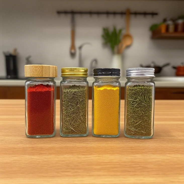 Botol rempah 120ML Glass Jar for Spices Transparent bottle With Cap and ...