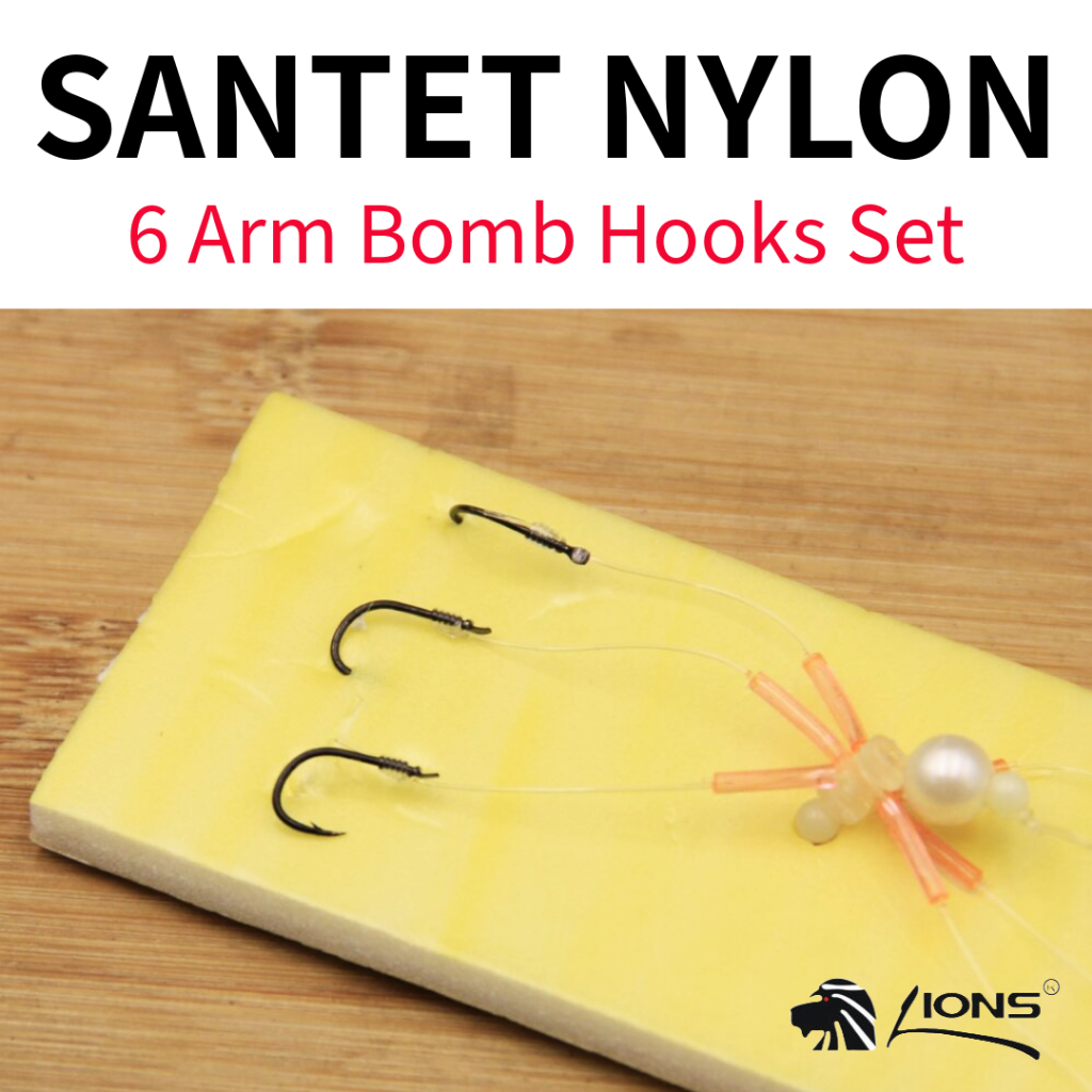 LIONS SANTET NYLON - 6 ARM BOMB HOOK SET 6 Mata Kail Mata Pancing Bom ...