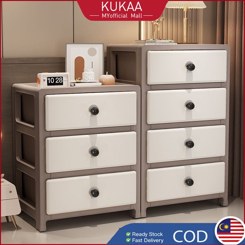 Kukaa L35CM Bedside Plastic Drawer Cabinet With Wheel Almari Baju ...