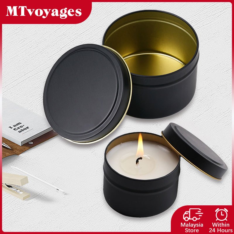 Empty Candle Tin Can Empty Black Aluminum Tins DIY Candle Can Container ...