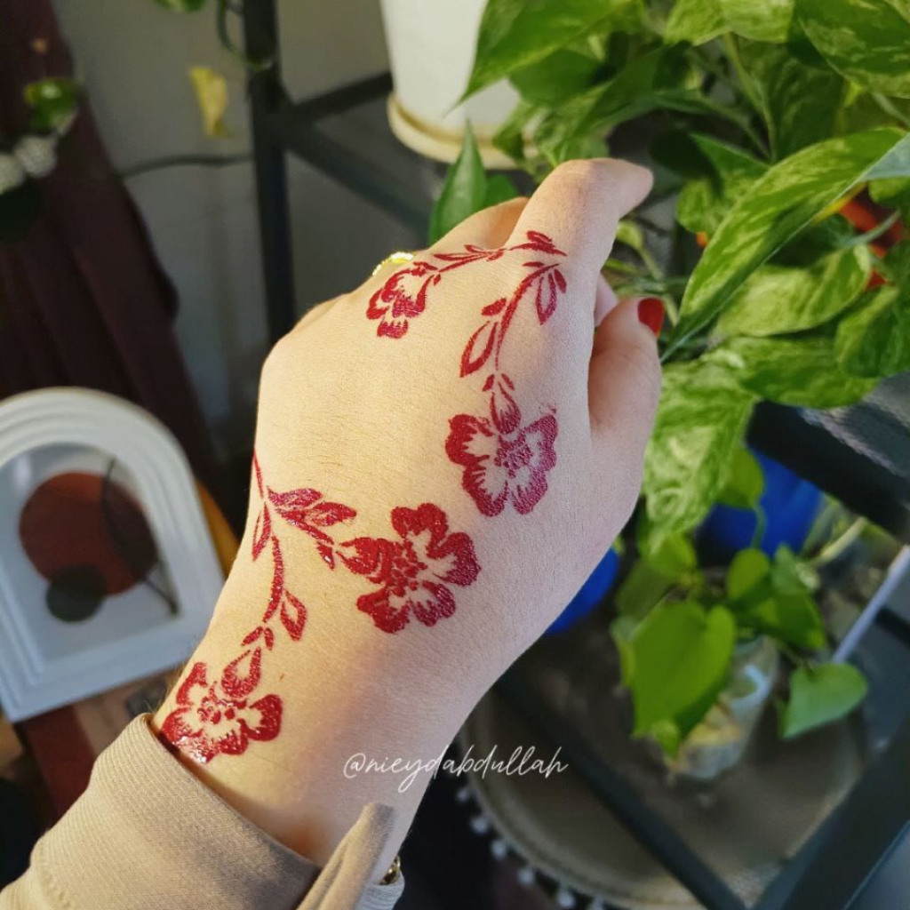 Stiker Inai Tekap Corak Minimalis Sepasang Tangan Untuk Nikah Pengantin ...