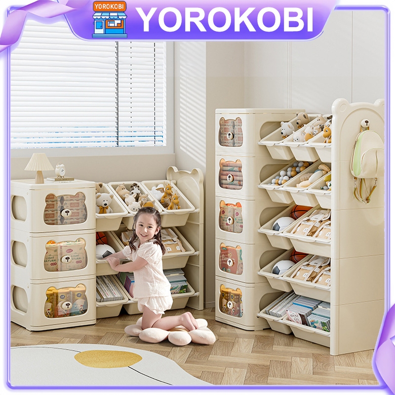 (3-5 Layers) Cute Bear Design Kids Children Book Toy Storage Cabinet ...