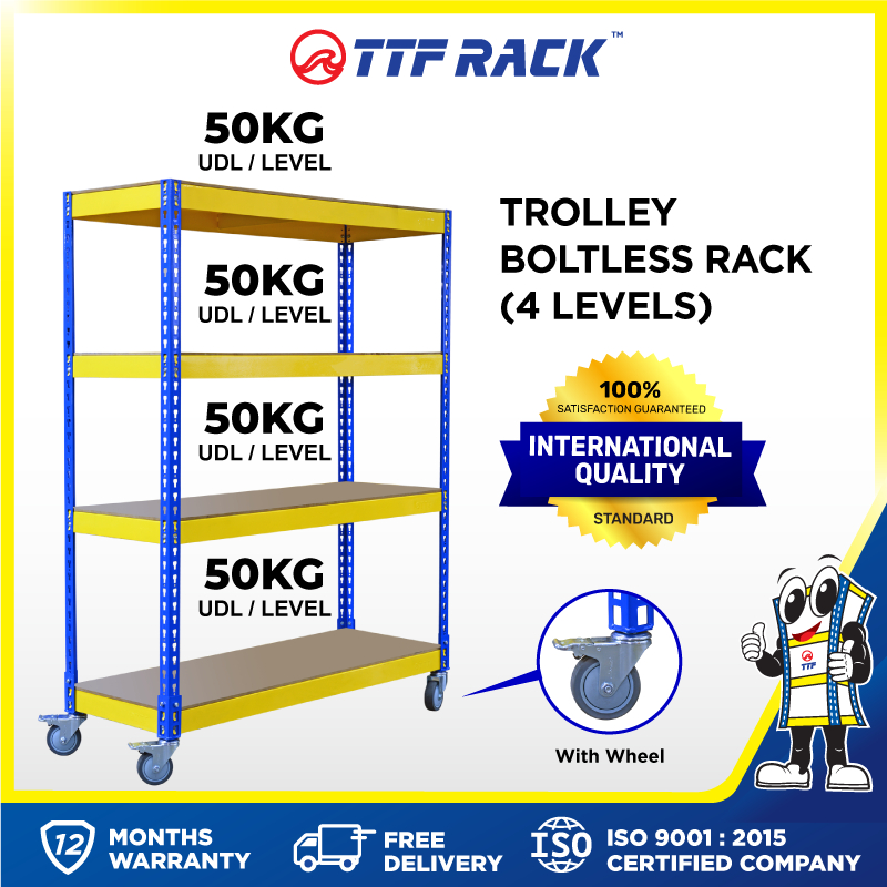 TTF Rack™ Trolley Boltless Rack Troli Rak Besi Dengan Roda (H)152-183cm ...