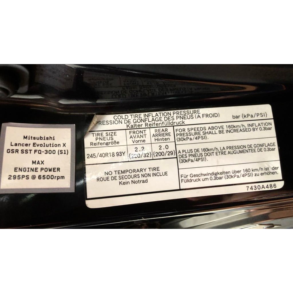 NEW ORIGINAL 🇯🇵 Decal Sticker Label Tire Tyre Pressure Mitsubishi ...