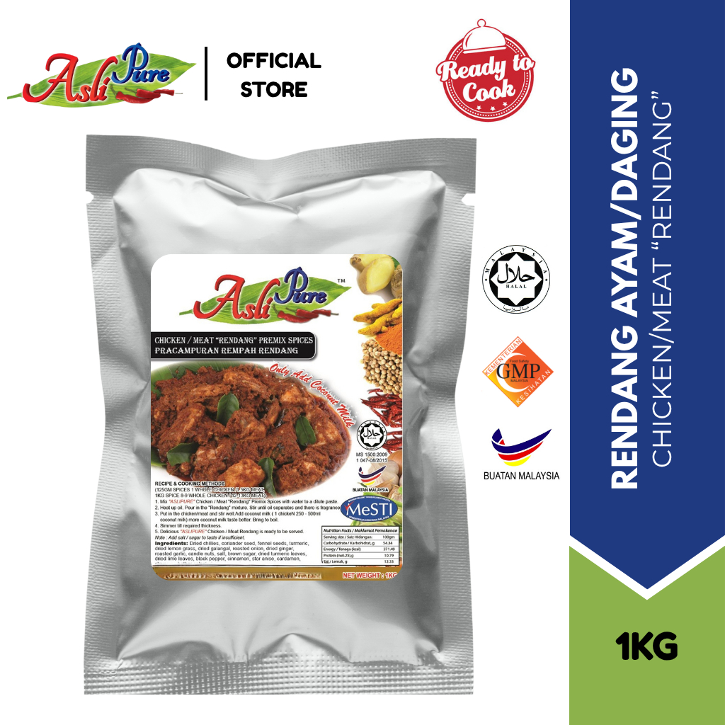 [1KG/3KG] HALAL AsliPure REMPAH Rendang Ayam/Daging | Rendang Chicken ...