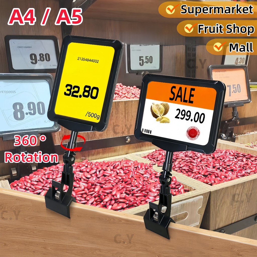 A4 A5 Signboard Clip POP Price Display Vertical Horizontal Sign Holder ...